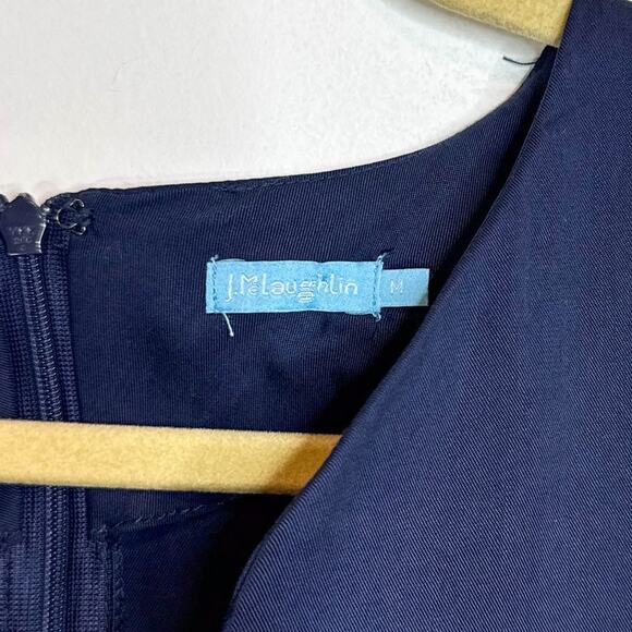 J. MCLAUGHLIN navy sheath dress side wrap tie front panel 3247 - Picture 5 of 9